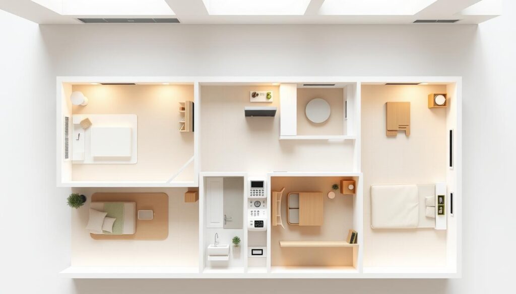 A well-lit, architectural diagram of a residential apartment floor plan, showcasing a clear, detailed layout with distinct zones for living, dining, and sleeping areas. The perspective should be slightly elevated, providing a bird's-eye view to highlight the efficient use of space and the flow of the design. The rendering should feature clean lines, neutral tones, and a minimalist aesthetic, emphasizing the simplicity and functionality of the "apartamento planta" concept. The overall impression should convey a sense of balance, practicality, and modern living. A well-lit, architectural diagram of a residential apartment floor plan, showcasing a clear, detailed layout with distinct zones for living, dining, and sleeping areas. The perspective should be slightly elevated, providing a bird's-eye view to highlight the efficient use of space and the flow of the design. The rendering should feature clean lines, neutral tones, and a minimalist aesthetic, emphasizing the simplicity and functionality of the "apartamento planta" concept. The overall impression should convey a sense of balance, practicality, and modern living.