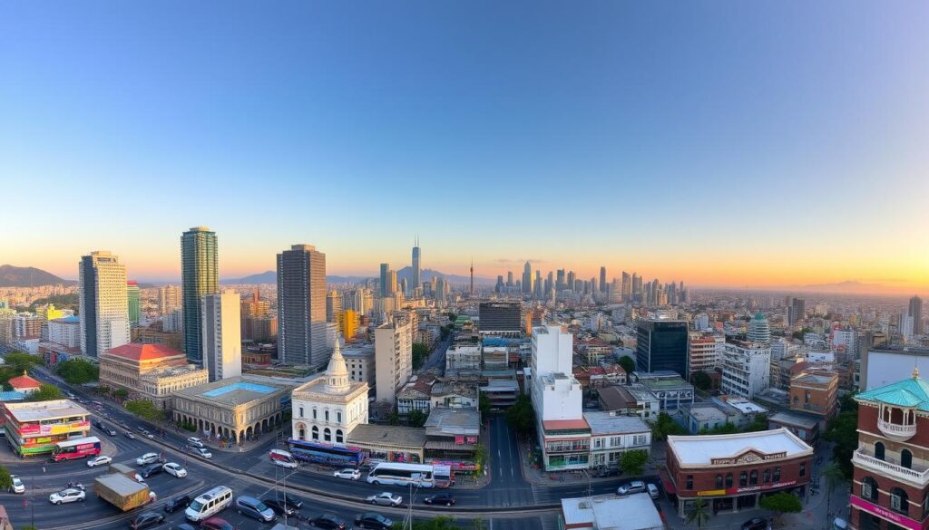 Panoramic cityscape of a vibrant Brazilian metropolis, showcasing the towering skyscrapers and residential buildings that define the urban landscape. The foreground features a busy street lined with automobiles, pedestrians, and bustling commercial activity, conveying the lively energy of daily life. The middle ground boasts a mix of modern and historical architectural styles, highlighting the blend of old and new that characterizes Brazilian cities. In the background, a stunning vista of the city skyline is framed by a warm, golden-hued sunset, creating a sense of grandeur and prosperity. The overall scene conveys the scale, complexity, and financial investment required to purchase a property in this dynamic urban environment. Panoramic cityscape of a vibrant Brazilian metropolis, showcasing the towering skyscrapers and residential buildings that define the urban landscape. The foreground features a busy street lined with automobiles, pedestrians, and bustling commercial activity, conveying the lively energy of daily life. The middle ground boasts a mix of modern and historical architectural styles, highlighting the blend of old and new that characterizes Brazilian cities. In the background, a stunning vista of the city skyline is framed by a warm, golden-hued sunset, creating a sense of grandeur and prosperity. The overall scene conveys the scale, complexity, and financial investment required to purchase a property in this dynamic urban environment.