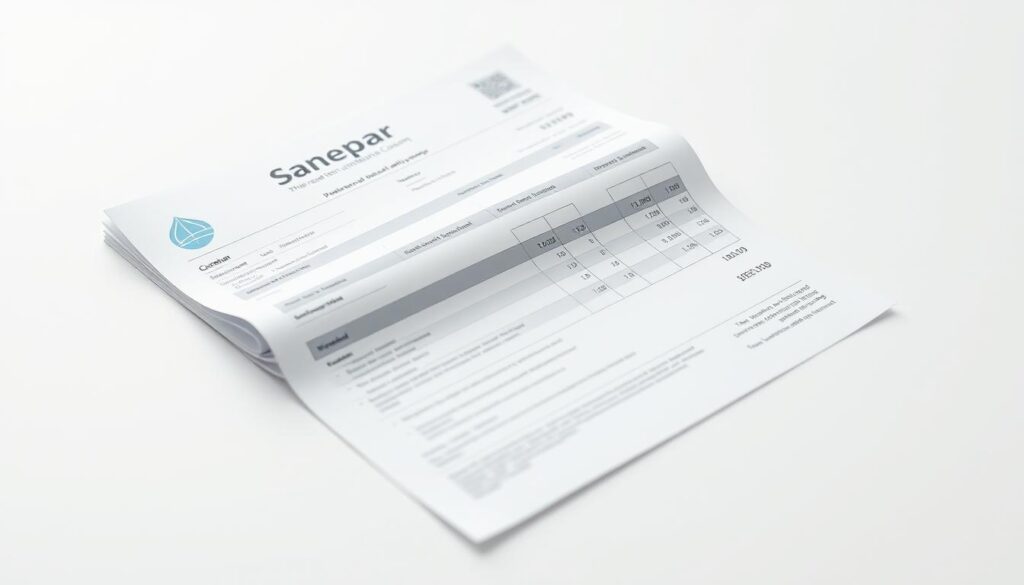 A crisp, well-lit second utility bill from Sanepar, the water and sanitation company, resting on a clean, white background. The bill is prominently displayed, its details clear and legible. The layout is organized, with sections for customer information, usage details, and payment instructions. The overall mood is professional and informative, conveying the necessity and importance of the utility document. The composition uses a high-quality camera lens to capture the bill's textures and materials, ensuring a realistic and visually appealing representation. A crisp, well-lit second utility bill from Sanepar, the water and sanitation company, resting on a clean, white background. The bill is prominently displayed, its details clear and legible. The layout is organized, with sections for customer information, usage details, and payment instructions. The overall mood is professional and informative, conveying the necessity and importance of the utility document. The composition uses a high-quality camera lens to capture the bill's textures and materials, ensuring a realistic and visually appealing representation.