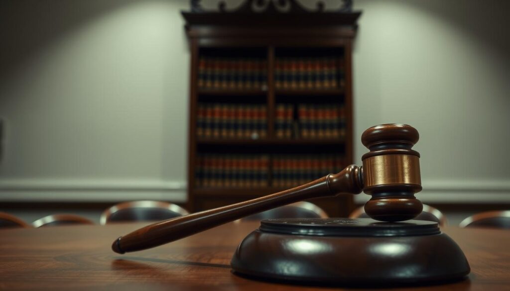 A dimly lit courtroom, the focal point being a wooden gavel resting on a sturdy table. The gavel symbolizes the authority of the legal system, its weight and solemnity underscoring the gravity of the situation. In the background, a bookshelf stands, its rows of legal tomes casting a sense of historical precedent and scholarly rigor. The lighting is soft and muted, creating a contemplative atmosphere, as if the viewer is a silent observer in this space of judicial decision-making. The scene conveys the complex interplay between the legal concepts of asset unavailability and the power of the court to override such restrictions, as explored in the article's section on the legal basis and jurisprudence regarding seized property. A dimly lit courtroom, the focal point being a wooden gavel resting on a sturdy table. The gavel symbolizes the authority of the legal system, its weight and solemnity underscoring the gravity of the situation. In the background, a bookshelf stands, its rows of legal tomes casting a sense of historical precedent and scholarly rigor. The lighting is soft and muted, creating a contemplative atmosphere, as if the viewer is a silent observer in this space of judicial decision-making. The scene conveys the complex interplay between the legal concepts of asset unavailability and the power of the court to override such restrictions, as explored in the article's section on the legal basis and jurisprudence regarding seized property.