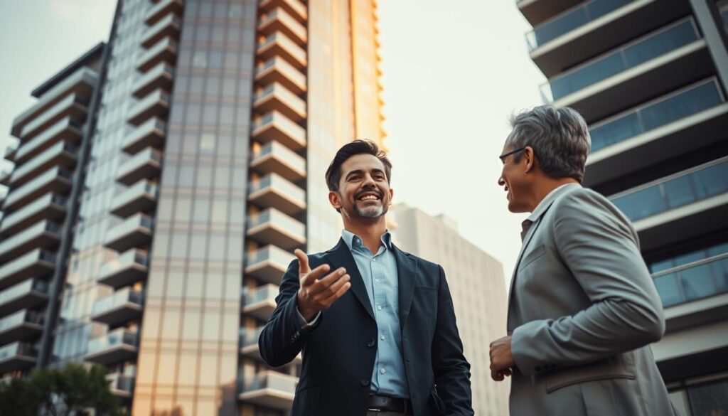 A modern apartment building stands tall, its gleaming glass facade reflecting the sun's warm rays. In the foreground, a realtor gestures proudly, showcasing the property's features to a prospective buyer. The transaction carries an air of professionalism, yet there's an underlying tension as the two navigate the complexities of "valor venal" - the fair market value versus the property's true worth. The scene is bathed in a subtle, golden hue, evoking a sense of balance between the practical and the intangible. Architectural details, such as sleek lines and geometric patterns, complement the mood, inviting the viewer to contemplate the nuances of real estate valuation in the dynamic Brazilian market. A modern apartment building stands tall, its gleaming glass facade reflecting the sun's warm rays. In the foreground, a realtor gestures proudly, showcasing the property's features to a prospective buyer. The transaction carries an air of professionalism, yet there's an underlying tension as the two navigate the complexities of "valor venal" - the fair market value versus the property's true worth. The scene is bathed in a subtle, golden hue, evoking a sense of balance between the practical and the intangible. Architectural details, such as sleek lines and geometric patterns, complement the mood, inviting the viewer to contemplate the nuances of real estate valuation in the dynamic Brazilian market.