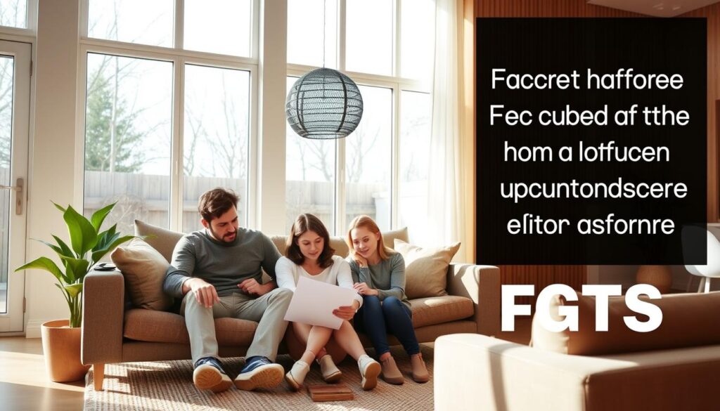 A modern, minimalist home interior with large windows and natural lighting, showcasing a family sitting on a couch, examining documents and discussing the purchase of a new property. The living room is decorated with warm, earthy tones, and a potted plant adds a touch of greenery. The family appears engaged and thoughtful, reflecting the serious nature of the FGTS home purchase decision. The scene evokes a sense of financial responsibility and the importance of making an informed decision when using government housing funds. A modern, minimalist home interior with large windows and natural lighting, showcasing a family sitting on a couch, examining documents and discussing the purchase of a new property. The living room is decorated with warm, earthy tones, and a potted plant adds a touch of greenery. The family appears engaged and thoughtful, reflecting the serious nature of the FGTS home purchase decision. The scene evokes a sense of financial responsibility and the importance of making an informed decision when using government housing funds.