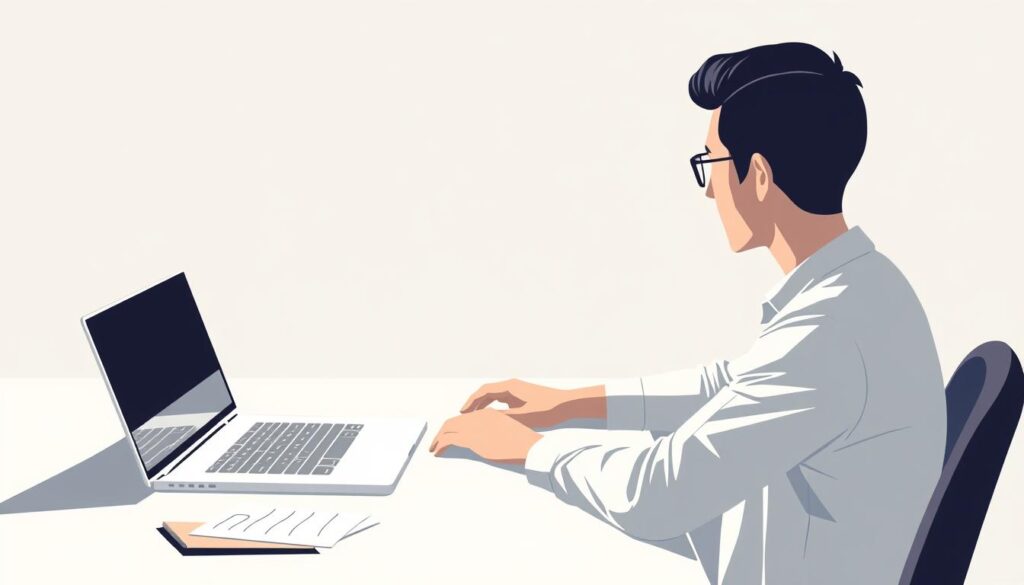 A modern, minimalistic illustration of a person using FGTS (Fundo de Garantia do Tempo de Serviço, a Brazilian government-run fund) to pay down a housing loan. The scene depicts a person sitting at a desk, focused on a laptop screen displaying loan amortization calculations. The background is clean and uncluttered, with subtle hints of financial documents and a calculator. The lighting is soft and directional, creating a sense of contemplation and diligence. The composition is balanced, with the person's posture and gaze guiding the viewer's attention to the key action of using FGTS for loan repayment. A modern, minimalistic illustration of a person using FGTS (Fundo de Garantia do Tempo de Serviço, a Brazilian government-run fund) to pay down a housing loan. The scene depicts a person sitting at a desk, focused on a laptop screen displaying loan amortization calculations. The background is clean and uncluttered, with subtle hints of financial documents and a calculator. The lighting is soft and directional, creating a sense of contemplation and diligence. The composition is balanced, with the person's posture and gaze guiding the viewer's attention to the key action of using FGTS for loan repayment.