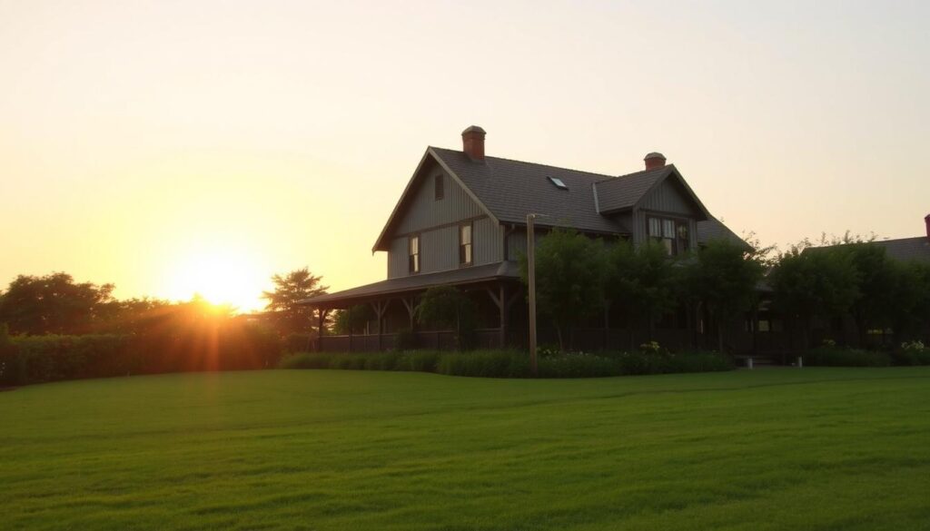 A serene, immovable real estate property stands firm against the backdrop of a warm, golden sunset. The well-maintained building, constructed with traditional materials, exudes a sense of solidity and permanence. Lush greenery and a neatly trimmed lawn frame the structure, creating a harmonious balance between the built and natural environments. The image conveys a sense of stability, reliability, and the enduring value of property ownership, reflecting the practical considerations of the decision to own or rent a home. A serene, immovable real estate property stands firm against the backdrop of a warm, golden sunset. The well-maintained building, constructed with traditional materials, exudes a sense of solidity and permanence. Lush greenery and a neatly trimmed lawn frame the structure, creating a harmonious balance between the built and natural environments. The image conveys a sense of stability, reliability, and the enduring value of property ownership, reflecting the practical considerations of the decision to own or rent a home.