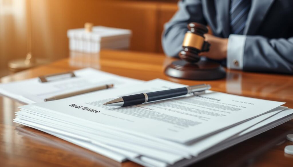 A well-organized and professionally-presented still life photograph showcasing the necessary documents for a real estate transaction. The foreground prominently displays a stack of official documents, neatly arranged, with a pen resting on top. The middle ground features a wooden or marble surface, suggesting an office or legal setting. The background is softly blurred, creating a sense of depth and professionalism. The lighting is warm and directional, casting subtle shadows that accentuate the textures and details of the documents. The overall mood is one of efficiency, order, and attention to detail, reflecting the importance of the real estate transfer process. A well-organized and professionally-presented still life photograph showcasing the necessary documents for a real estate transaction. The foreground prominently displays a stack of official documents, neatly arranged, with a pen resting on top. The middle ground features a wooden or marble surface, suggesting an office or legal setting. The background is softly blurred, creating a sense of depth and professionalism. The lighting is warm and directional, casting subtle shadows that accentuate the textures and details of the documents. The overall mood is one of efficiency, order, and attention to detail, reflecting the importance of the real estate transfer process.