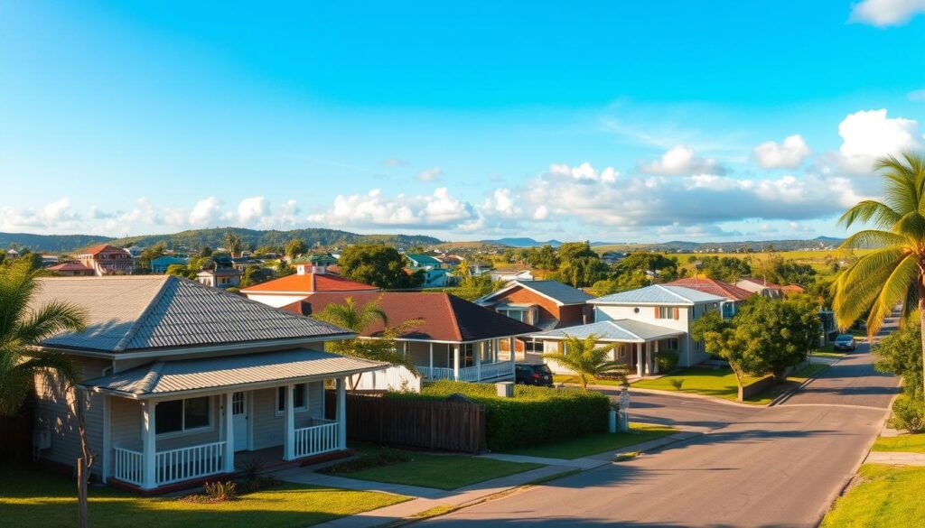 A tranquil residential neighborhood in Marialva, PR, featuring a variety of houses showcasing local architecture. In the foreground, a charming single-family home with a welcoming porch and a well-tended garden. The middle ground includes a mix of contemporary and traditional houses with different styles, nestled along a clean, tree-lined street. In the background, gentle hills outline the horizon under a bright, blue sky, with soft clouds drifting lazily. Warm, natural sunlight bathes the scene, casting pleasant shadows and highlighting the vibrant colors of the homes and vegetation. The atmosphere is peaceful and inviting, reflecting a residential area where families thrive. The image encapsulates the essence of living costs, suggesting an accessible and pleasant community where housing is central to daily life. A tranquil residential neighborhood in Marialva, PR, featuring a variety of houses showcasing local architecture. In the foreground, a charming single-family home with a welcoming porch and a well-tended garden. The middle ground includes a mix of contemporary and traditional houses with different styles, nestled along a clean, tree-lined street. In the background, gentle hills outline the horizon under a bright, blue sky, with soft clouds drifting lazily. Warm, natural sunlight bathes the scene, casting pleasant shadows and highlighting the vibrant colors of the homes and vegetation. The atmosphere is peaceful and inviting, reflecting a residential area where families thrive. The image encapsulates the essence of living costs, suggesting an accessible and pleasant community where housing is central to daily life.