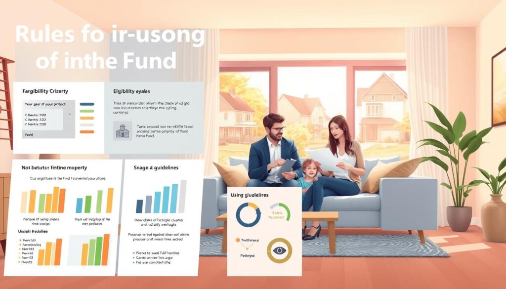 A visually engaging and informative illustration depicting the "rules for using the balance of the Fund" in the context of financing a residential property. In the foreground, a set of clear, well-organized charts and infographics displaying key rules, such as eligibility criteria and usage guidelines. The middle ground features a modern, stylish living room with a cozy atmosphere, showcasing a family reviewing documents and discussing options for purchasing a home, dressed in professional yet casual attire. In the background, through a large window, a sunny neighborhood scene with houses and trees can be seen, enhancing a sense of community. Soft, natural lighting filters through, creating an inviting mood. The scene captures a sense of clarity and informativity, reflecting the importance of understanding these regulations while maintaining an optimistic view of home ownership. A visually engaging and informative illustration depicting the "rules for using the balance of the Fund" in the context of financing a residential property. In the foreground, a set of clear, well-organized charts and infographics displaying key rules, such as eligibility criteria and usage guidelines. The middle ground features a modern, stylish living room with a cozy atmosphere, showcasing a family reviewing documents and discussing options for purchasing a home, dressed in professional yet casual attire. In the background, through a large window, a sunny neighborhood scene with houses and trees can be seen, enhancing a sense of community. Soft, natural lighting filters through, creating an inviting mood. The scene captures a sense of clarity and informativity, reflecting the importance of understanding these regulations while maintaining an optimistic view of home ownership.