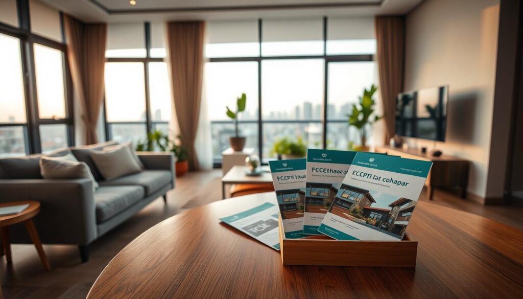 A modern apartment interior in Maringá, showcasing a stylish living room with comfortable furnishings. The foreground features a wooden coffee table with a tasteful arrangement of brochures highlighting properties that accept Cohapar subsidies. In the middle, large windows let in warm, natural light, illuminating the contemporary designed space with neutral tones and green plants, creating an inviting atmosphere. The background reveals a glimpse of the city skyline, blending urban living with the quiet elegance of the apartment. Use soft, warm lighting to enhance the cozy feel of the scene, and capture the image from a slight angle to create depth. The overall mood should convey opportunity and comfort, ideal for potential homebuyers exploring Cohapar options. A modern apartment interior in Maringá, showcasing a stylish living room with comfortable furnishings. The foreground features a wooden coffee table with a tasteful arrangement of brochures highlighting properties that accept Cohapar subsidies. In the middle, large windows let in warm, natural light, illuminating the contemporary designed space with neutral tones and green plants, creating an inviting atmosphere. The background reveals a glimpse of the city skyline, blending urban living with the quiet elegance of the apartment. Use soft, warm lighting to enhance the cozy feel of the scene, and capture the image from a slight angle to create depth. The overall mood should convey opportunity and comfort, ideal for potential homebuyers exploring Cohapar options.