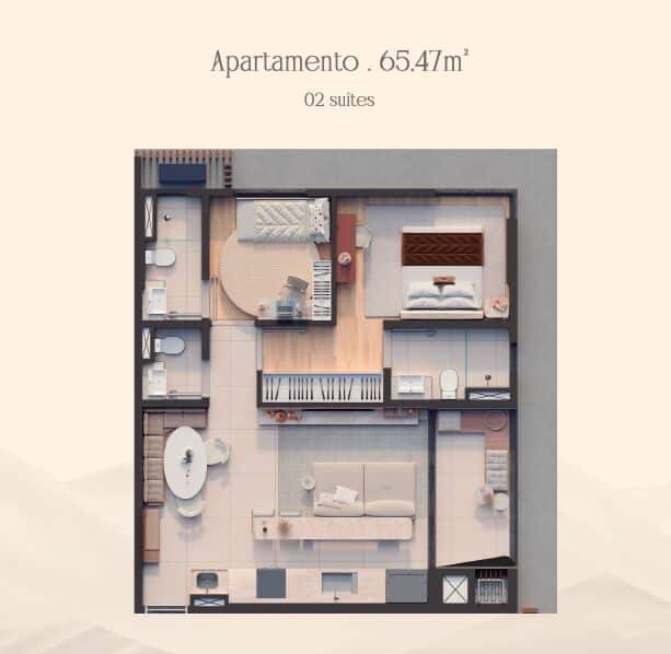 Axis GRP: tudo o que você precisa saber sobre o lançamento no Jardim Dom Pedro em Maringá 13 Planta Axis GRP de 65.47m2