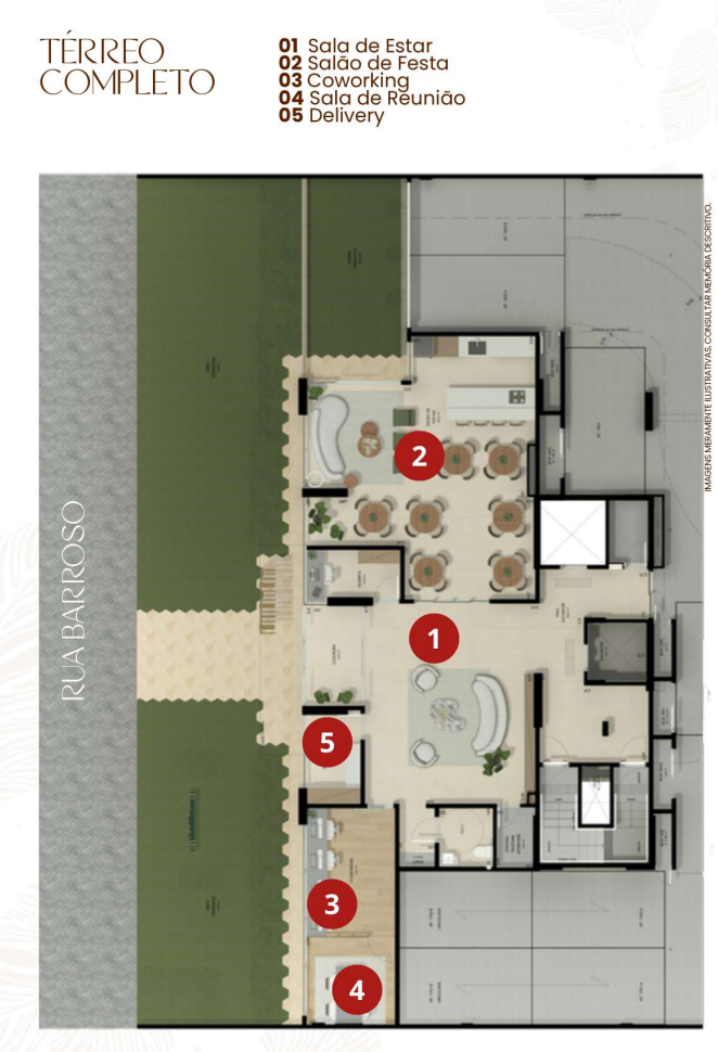 Residencial Baobá Maringá — Apartamento na Planta em Maringá 52 Planta baixa de um térreo completo.