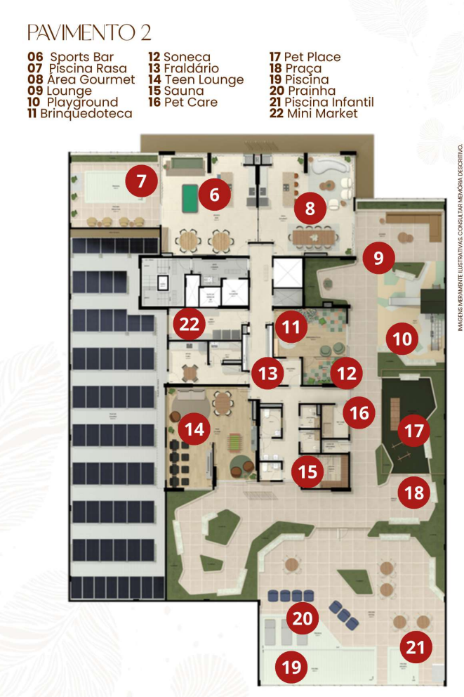 Residencial Baobá Maringá — Apartamento na Planta em Maringá 53 Planta do segundo andar do edifício.