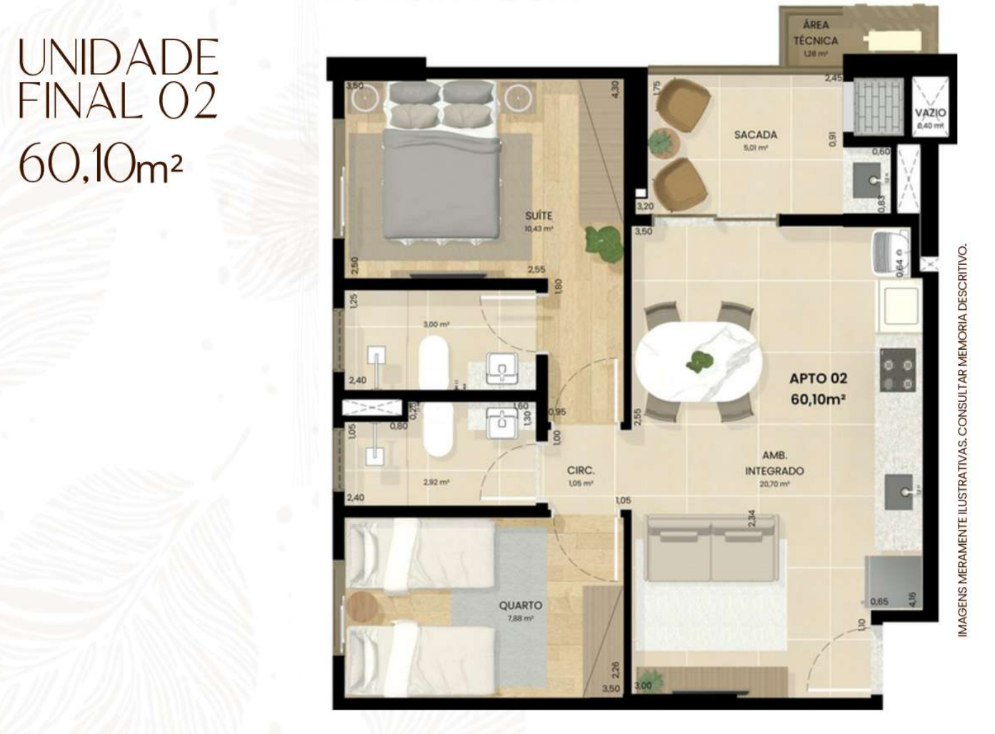 Residencial Baobá Maringá — Apartamento na Planta em Maringá 48 Planta de apartamento com dois quartos