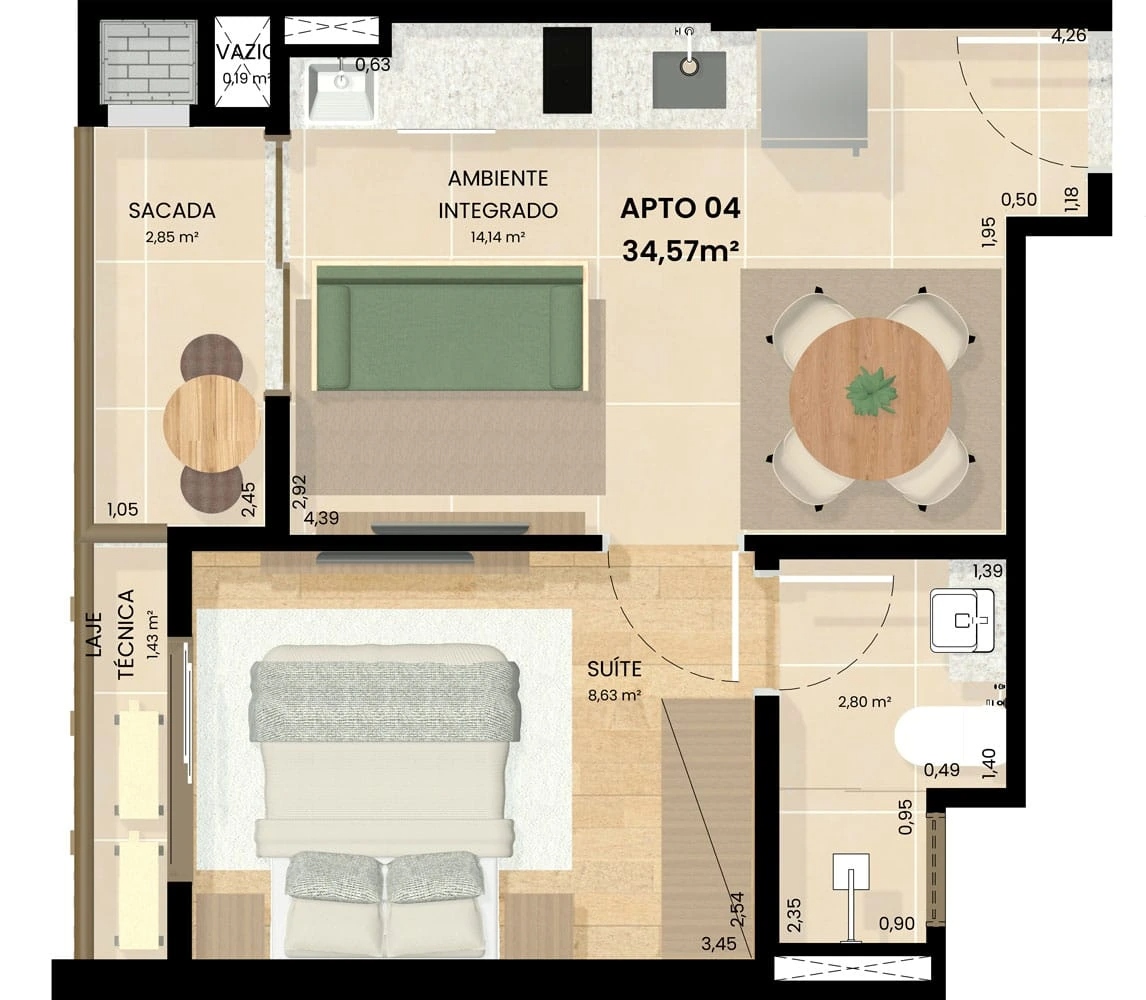 Residencial Baobá Maringá plantas: studio, 55 e 60m² 10 planta 34