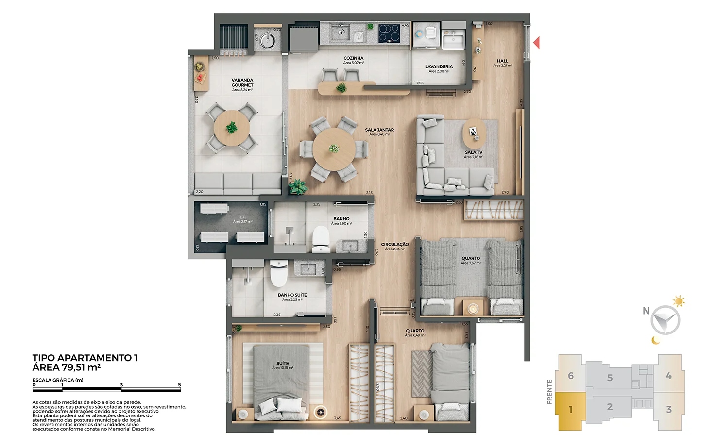 Imperium Park Residence planta: 79m², 3 dorms e persiana 12 planta 79 1
