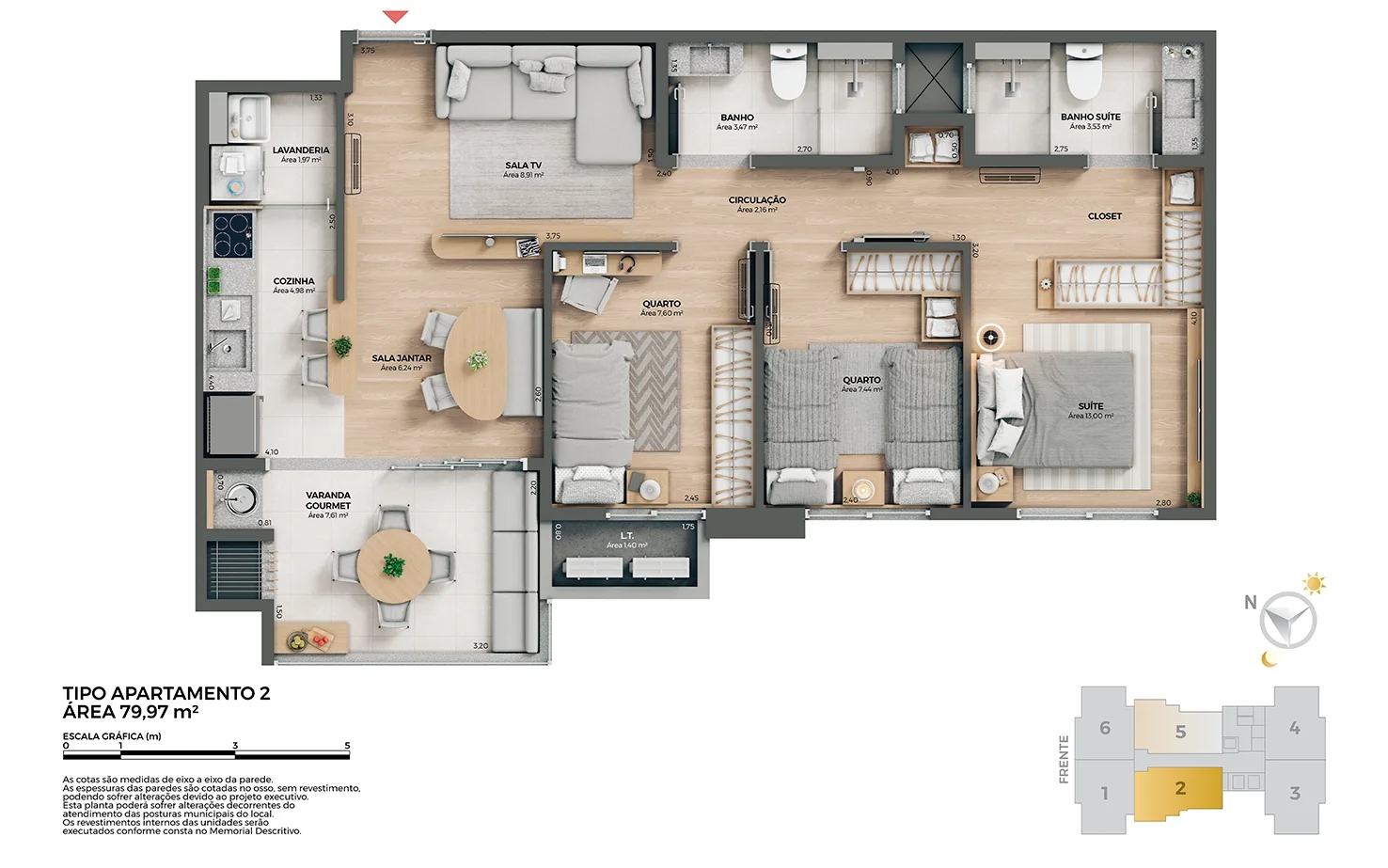 Imperium Park Residence planta: 79m², 3 dorms e persiana 11 planta 79 2