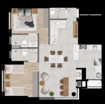 Célis Park Maringá plantas: 6 opções de 76 e 78m² analisadas 3 planta 79